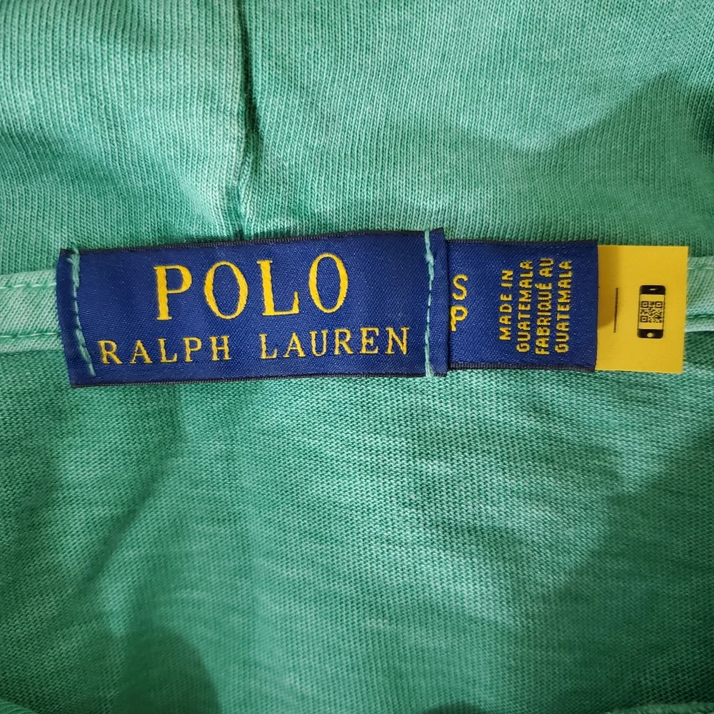 Polo Ralph Lauren 100% Cotton Green Pullover Hoodie, Size Small